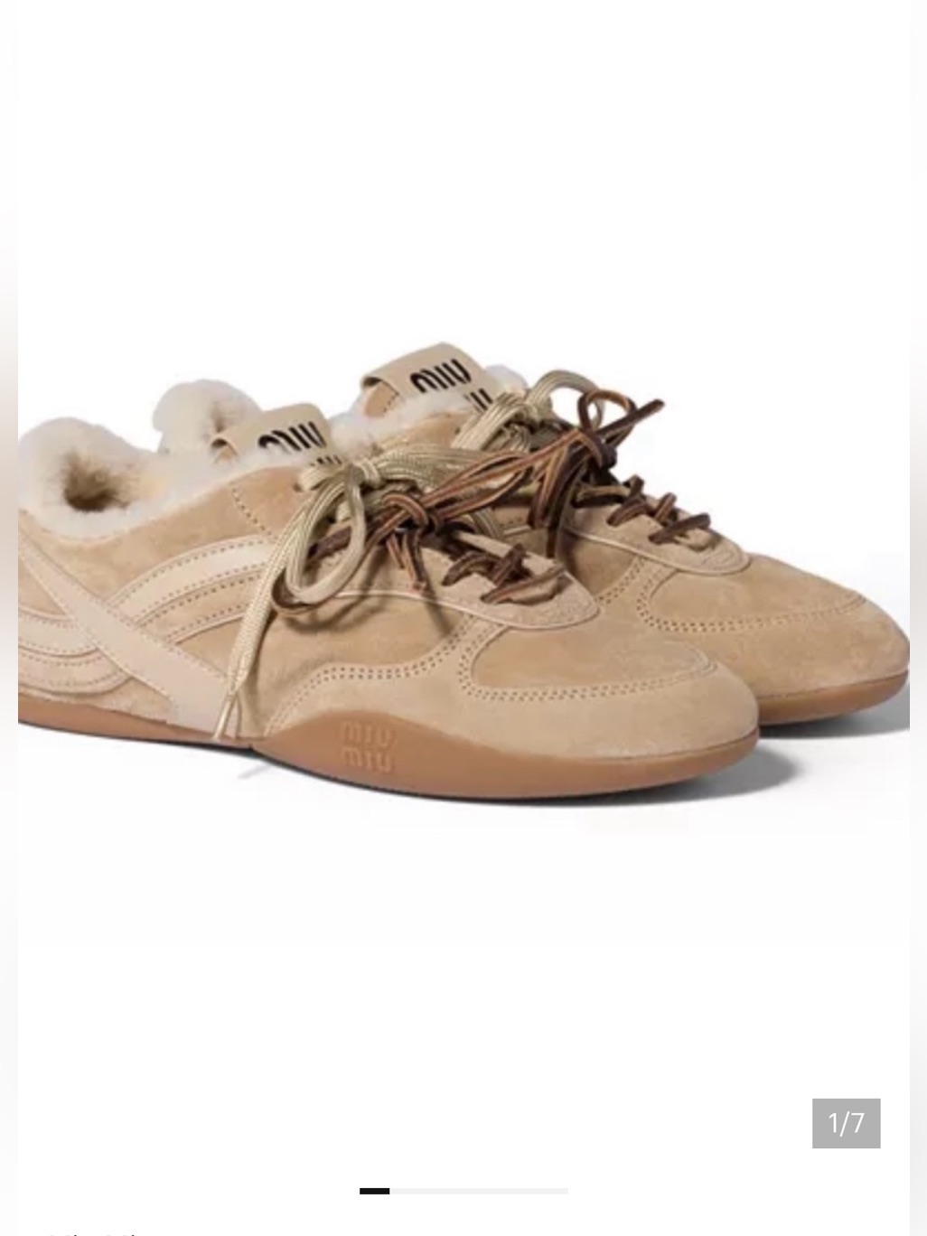 Miu Miu Gymnasium Suede & Shearling Sneaker